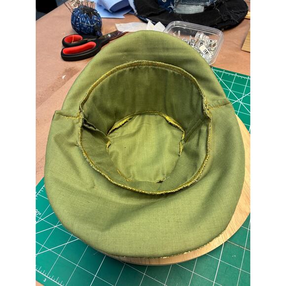 Upcycled Olive Green Brocade Bucket Hat XS (21”) | Tassel Detail | Ladybug main image 6